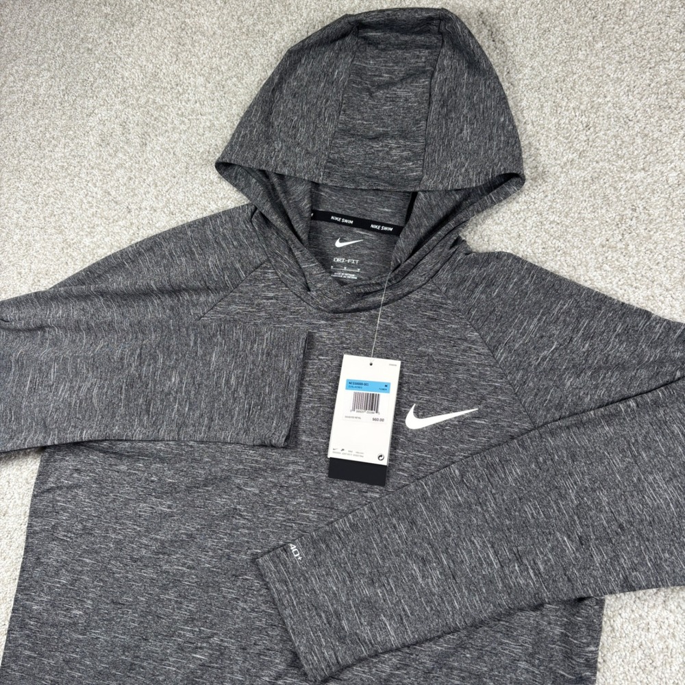 NEW Nike Swim Hoodie Men M Gray Dri-FIT UPF 40+ Long Sleeve NESSB669-001
